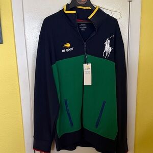 Ralph Lauren Green & Navy US Open Colorblock Half-Zip